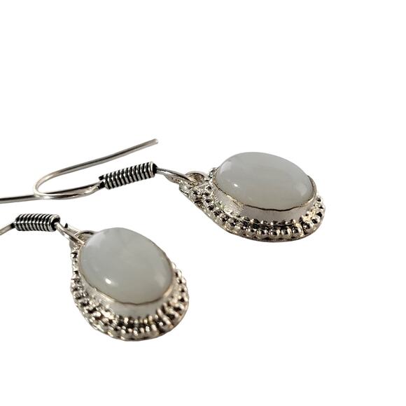 Elegant White Stone Sterling Silver Earrings - Classic Dangle Jewelry - Picture 4 of 6